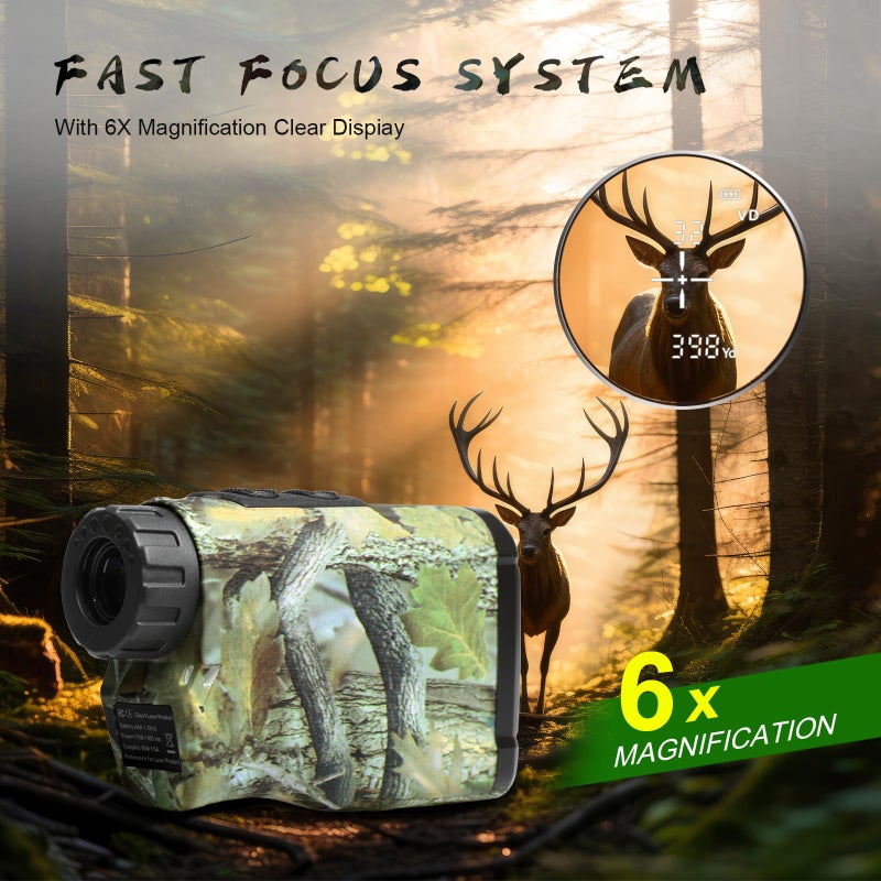 PEAKPULSE Hunting Rangefinder 1400Yds Laser Range Finder for Hunter Deer Tracker Men Women 6X Zoom 3 Modes Angle Horizontal Vertical Measurement - Image 5