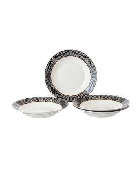 deep porcelain dinner plates 4 Piece with black and gold design 20 cm