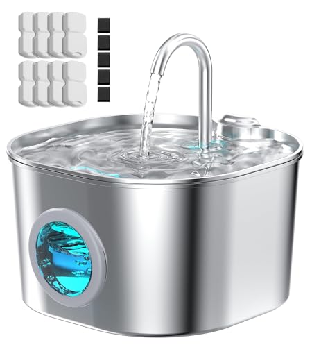 HOOISE Cat Water Fountain with 8 Filters 5 SpongesSmall Pet Waterer Dispenser Fountains for Drinking Cats Indoor Metal Automatic Waterer Bowl 247 Running Auto Kitty Watering Supplies Quiet Pump - Image 1