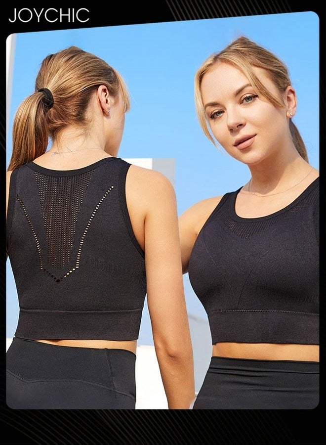 Joychic سوتيان قطن مدمج مريح كلاسيكي للنساء، سوتيان رياضي مضاد للصدمات مع تصميم مجوف وقابل للتنفس للتدريب والركض - Image 1