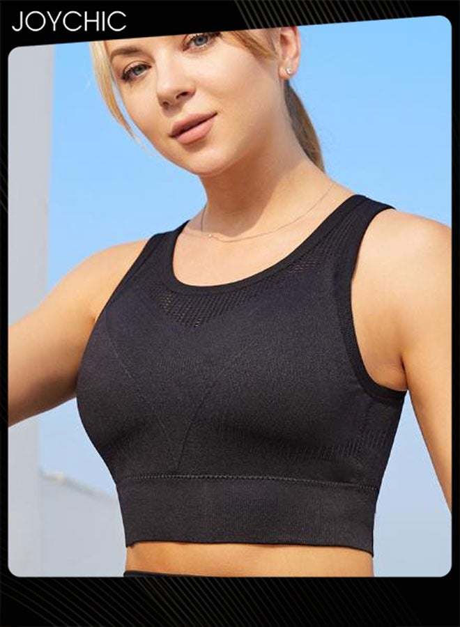 Joychic سوتيان قطن مدمج مريح كلاسيكي للنساء، سوتيان رياضي مضاد للصدمات مع تصميم مجوف وقابل للتنفس للتدريب والركض - Image 2