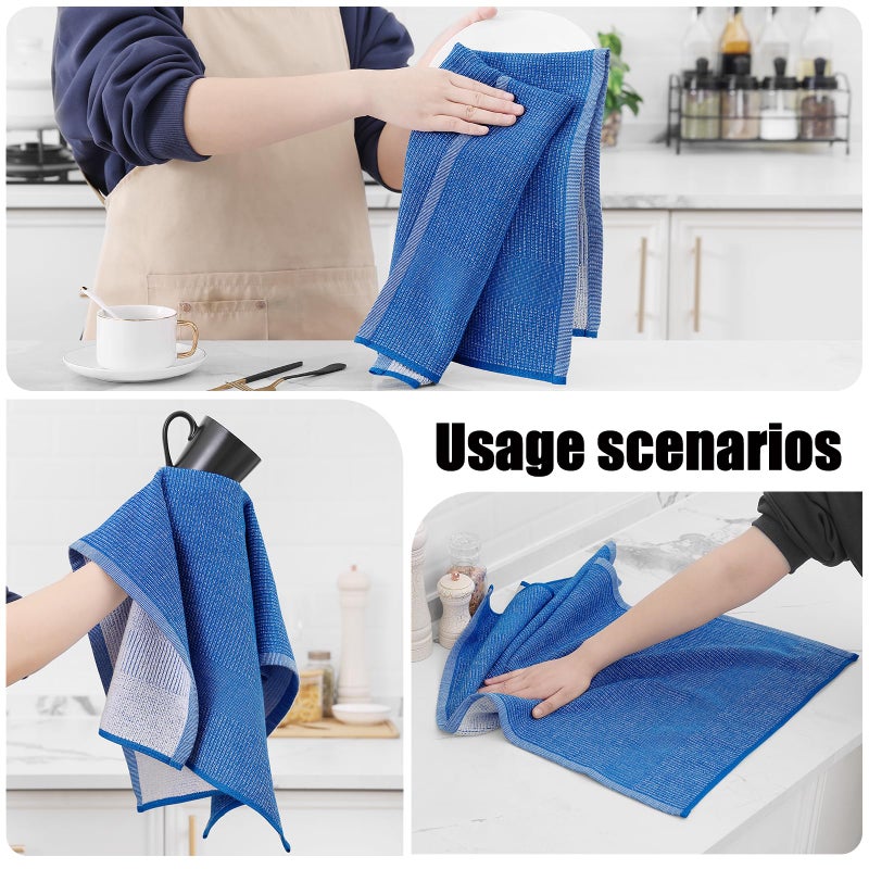 Homaxy Premium Kitchen Towels(18 X 28   6 Pack)  Large Cotton Kitchen Hand Towels  Flat And Terry Dish Towels  380 Gsm Highly Absorbent Tea Towel Set With Hanging Loop  Blueberry - Image 4