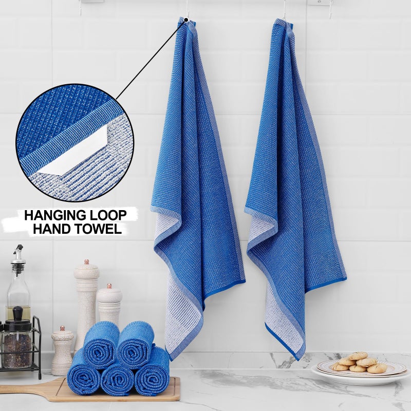 Homaxy Premium Kitchen Towels(18 X 28   6 Pack)  Large Cotton Kitchen Hand Towels  Flat And Terry Dish Towels  380 Gsm Highly Absorbent Tea Towel Set With Hanging Loop  Blueberry - Image 3