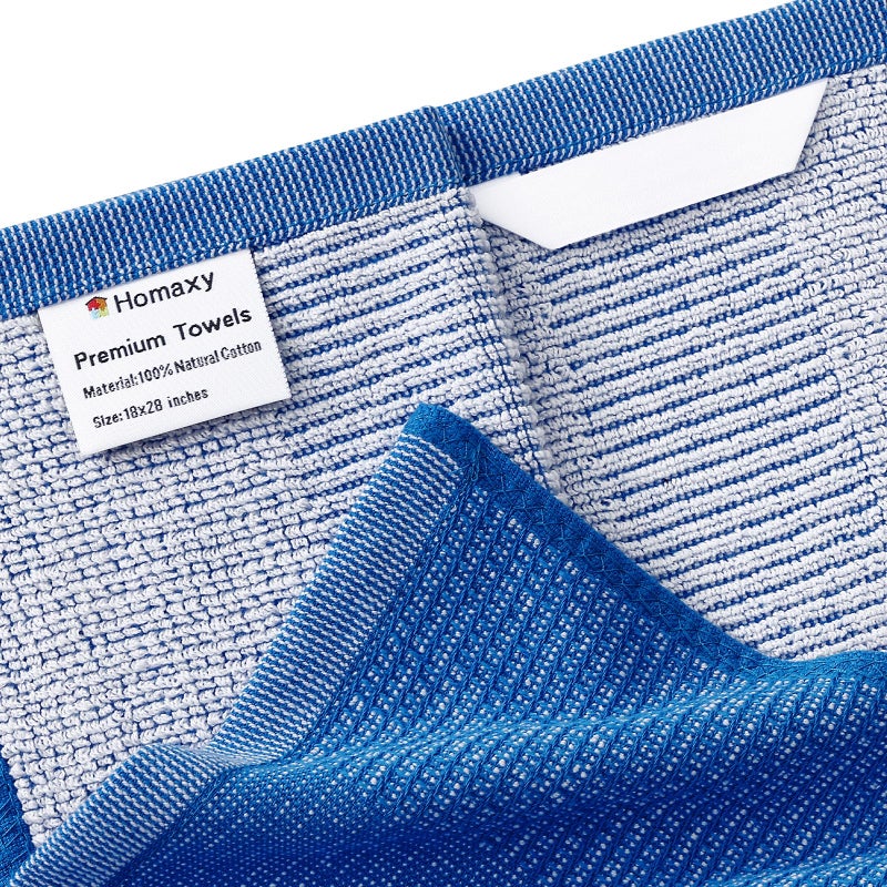 Homaxy Premium Kitchen Towels(18 X 28   6 Pack)  Large Cotton Kitchen Hand Towels  Flat And Terry Dish Towels  380 Gsm Highly Absorbent Tea Towel Set With Hanging Loop  Blueberry - Image 2