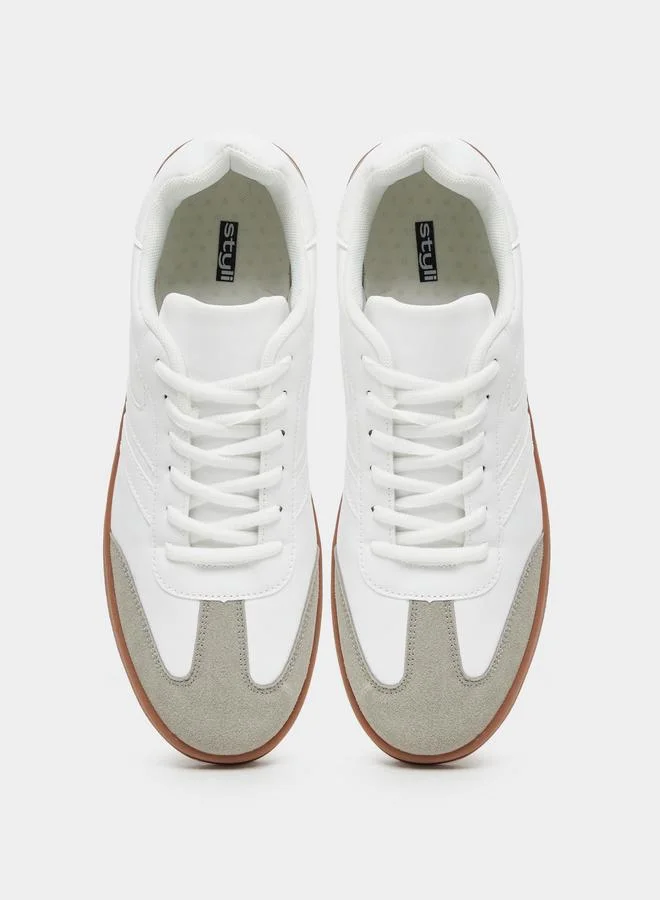 Styli Styli Men Color Block Lace Up Gum Sole Sneakers