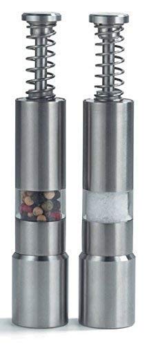QUALIZA Kitchen Mini Pepper Grinder Crusher Mill Stainless Steel Hand Thumb Press Set Machine with Stylish Design for Grinding Salt and Black Pepper - Image 2