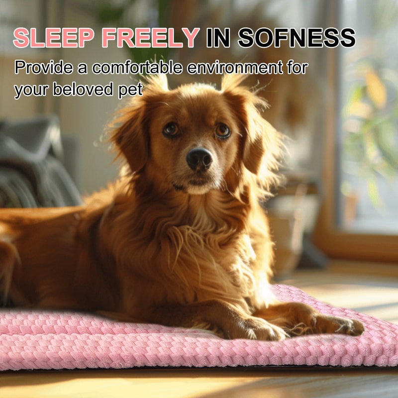 pobopobo Dog Bed Crate Mat, Soft Durable Washable Anti-Slip Kennel Pad for Dogs & Cats, Reversible (Pink, S(24"*18"*1.5")) - Image 4