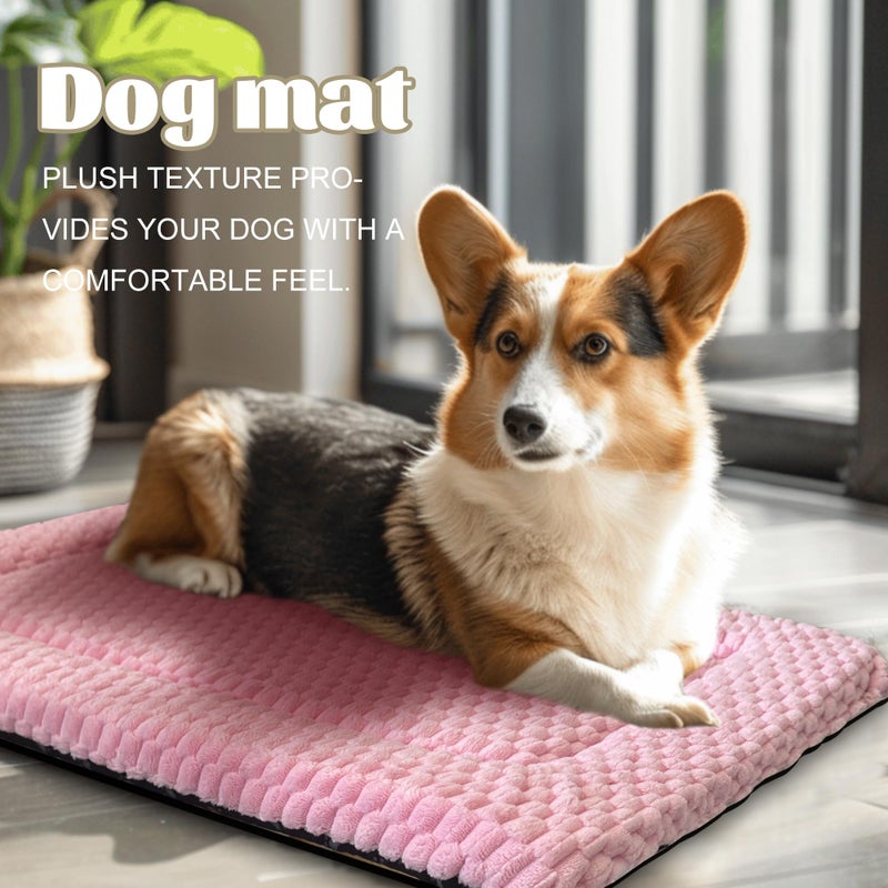pobopobo Dog Bed Crate Mat, Soft Durable Washable Anti-Slip Kennel Pad for Dogs & Cats, Reversible (Pink, S(24"*18"*1.5")) - Image 2