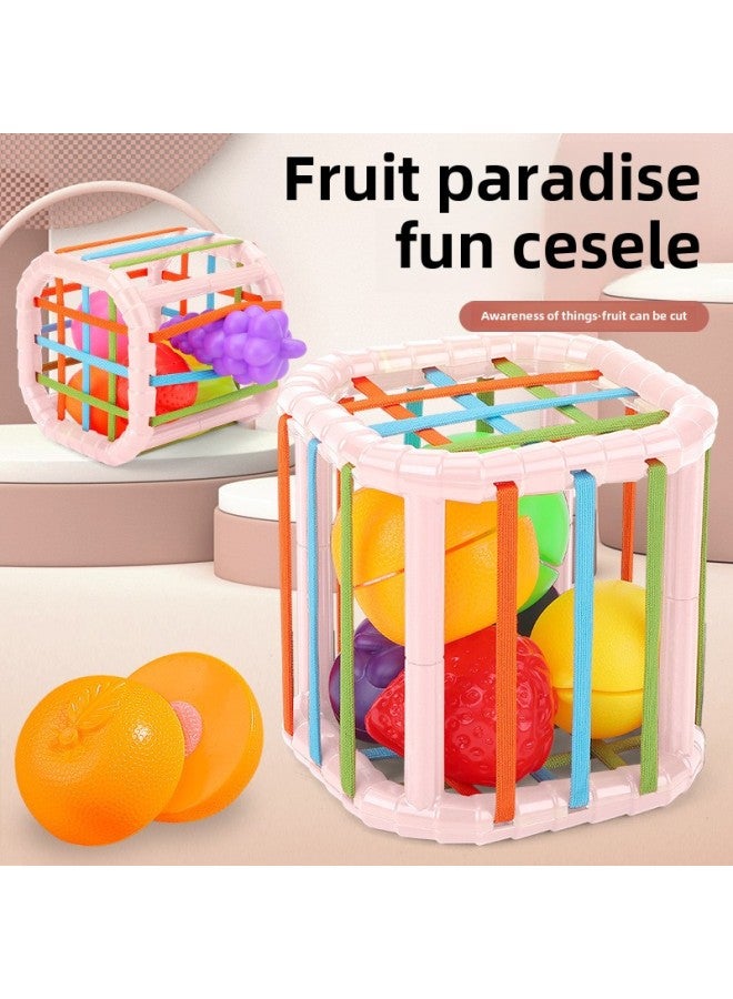 Rainbow Sesele Educational Toys Baby Toys Neonatal Fine Movements Polyhedron Early Education 0-1 Years Old-Color:Fruit Cesele [basic Model Is Not Available] Pink E-commerce Box