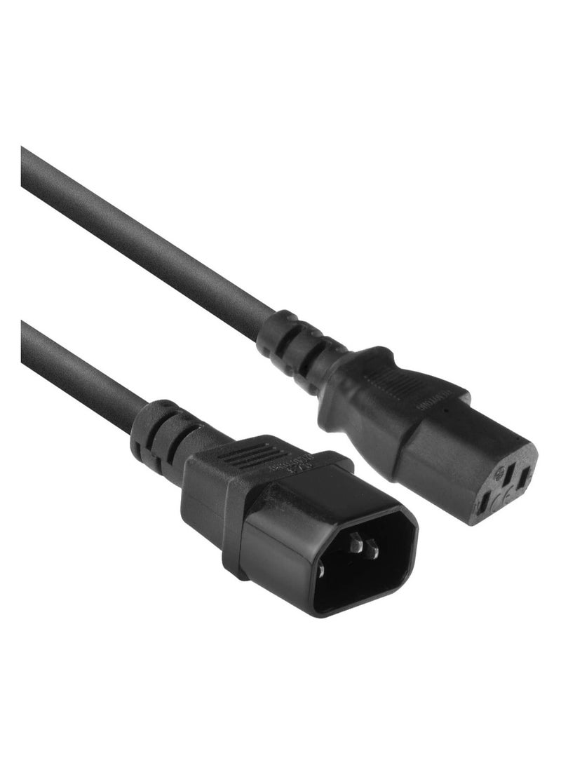 (قطعتان) كابل تمديد طاقة (1.5 متر) C13 إلى C14 - معيار IEC 320، عالي التحمل 10 أمبير/250 فولت، غلاف متين من مادة PVC - لأجهزة الكمبيوتر، وأجهزة UPS، والشاشات، والخوادم، والطابعات - Image 1