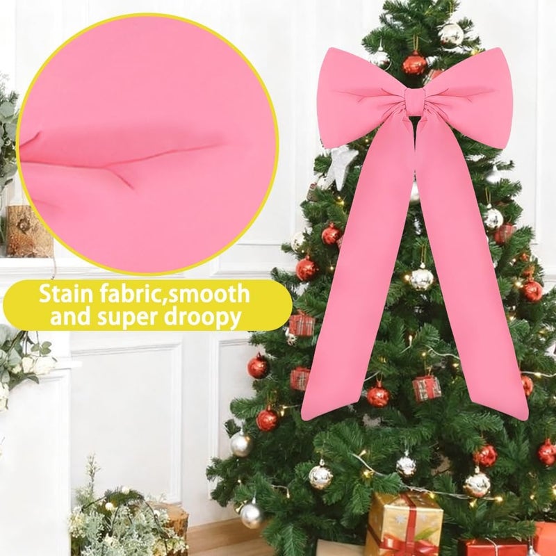 Celltestria Large Christmas Bow Ornament 15x30 Inch Velvet Giant Wreath Bows Xmas Tree Topper Ribbon Hanging Bows for Christmas Holiday Home Wall Outdoor Indoor Party Garland Crafts Decoration(Pink) - Image 3