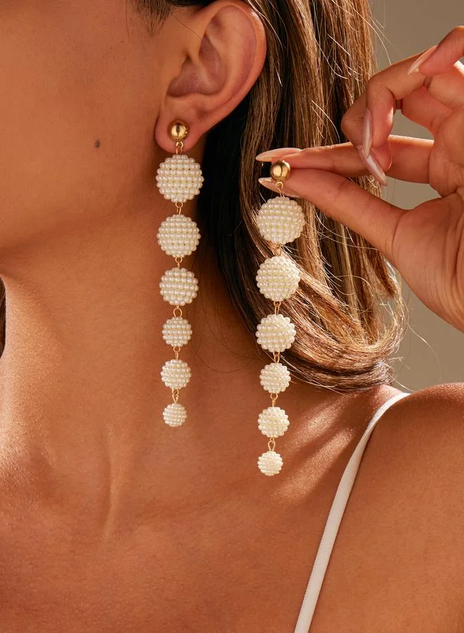 Take Two Faux Pearl Tassel Earrings