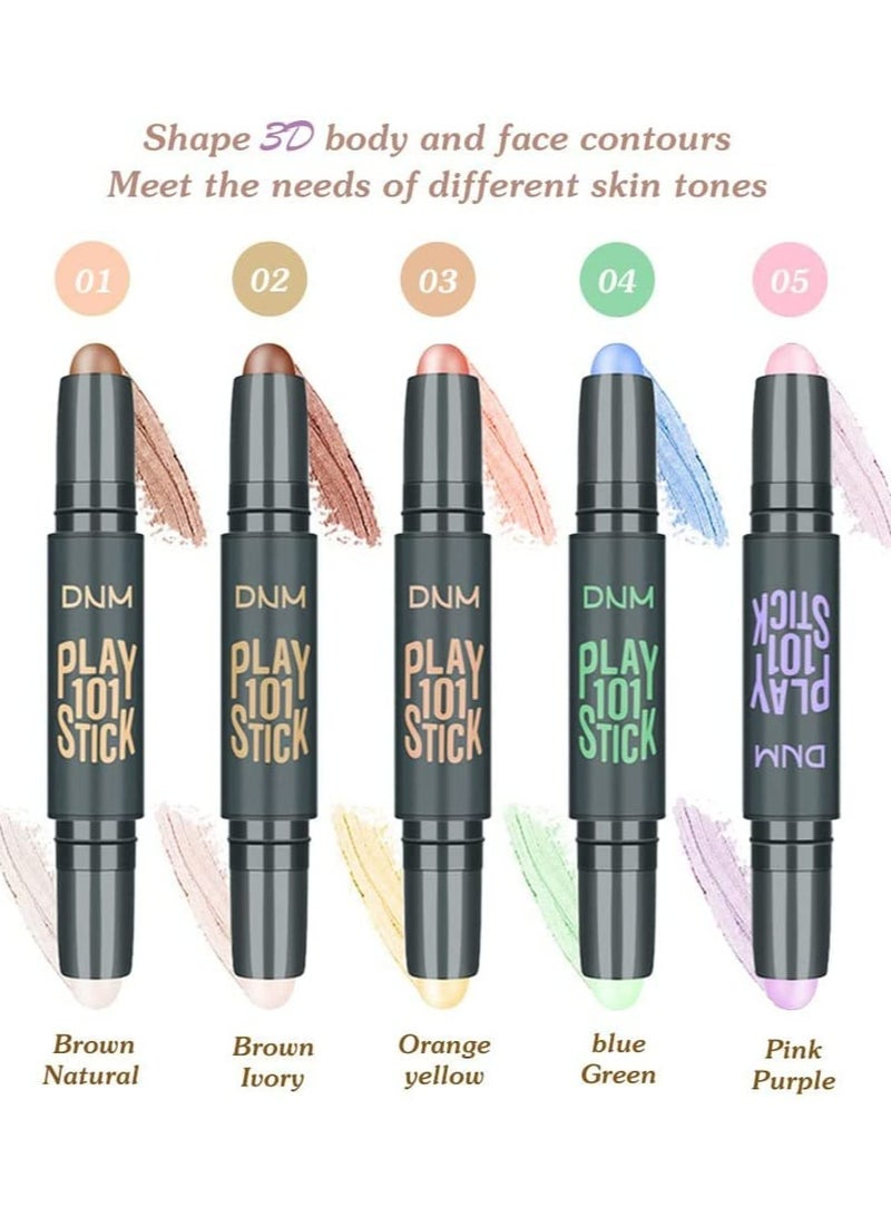 5Pcs Cream Contour and Highlighter Makeup Sticks, Easy Contouring Kit for Beginners, Face Primer and Concealer Stick for Flawless Skin - Image 2