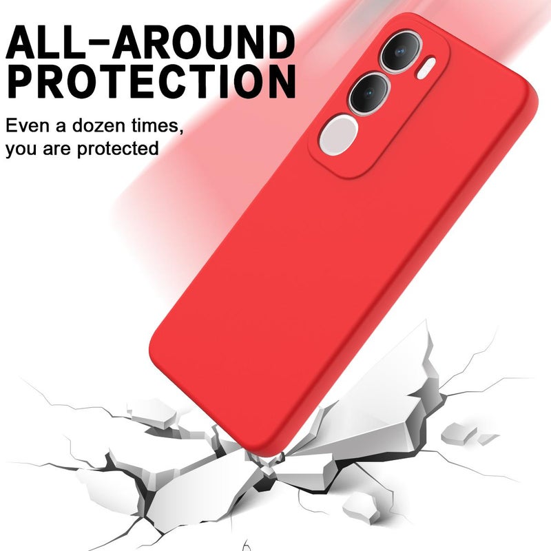 BURAQ Case Cover For vivo Y29 5G Solid Color Liquid Silicone Dropproof Full Coverage Phone Case(Red) - Image 5