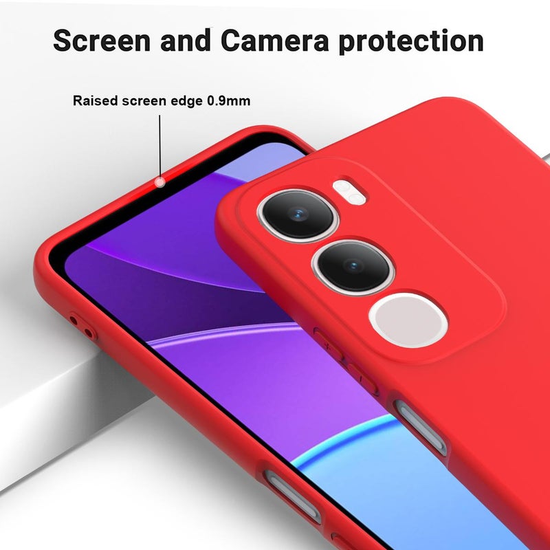 BURAQ Case Cover For vivo Y29 5G Solid Color Liquid Silicone Dropproof Full Coverage Phone Case(Red) - Image 4