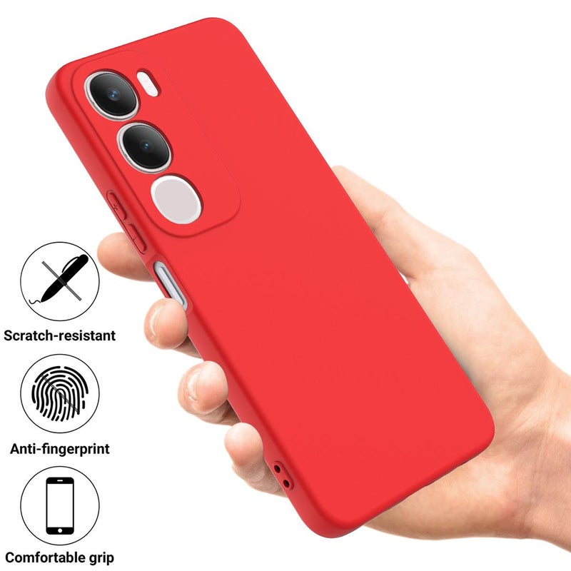 BURAQ Case Cover For vivo Y29 5G Solid Color Liquid Silicone Dropproof Full Coverage Phone Case(Red) - Image 2