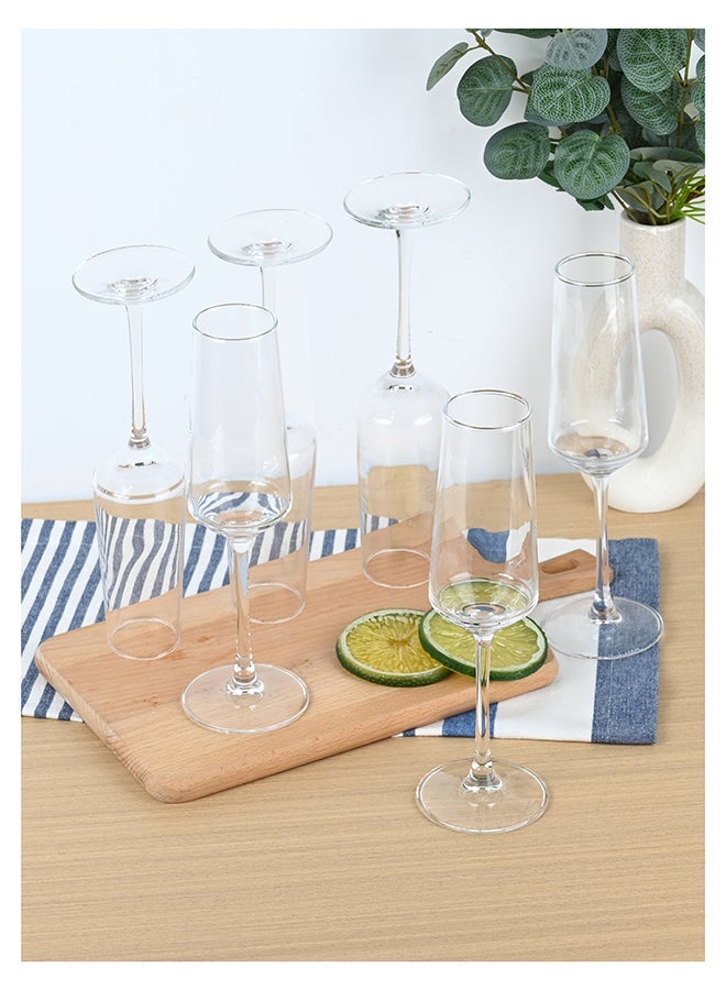 Ollieroo Clear Elegant Champagne Glasses Set of 6 240ml, Unique Gift for Birthday, Wedding, Mother’s Day, Ideal for Wine Tasting, Daily Use - Image 1