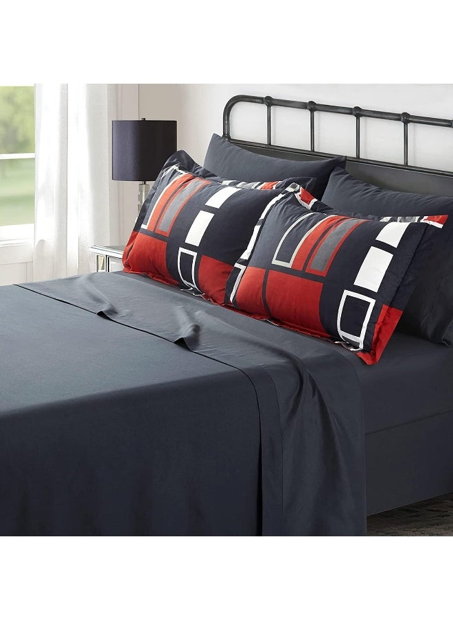 Generic ARTALL Black Gray Red Plaid Pattern Bed in A Bag 8 Piece Bedding King Comforter Sets  - Image 2