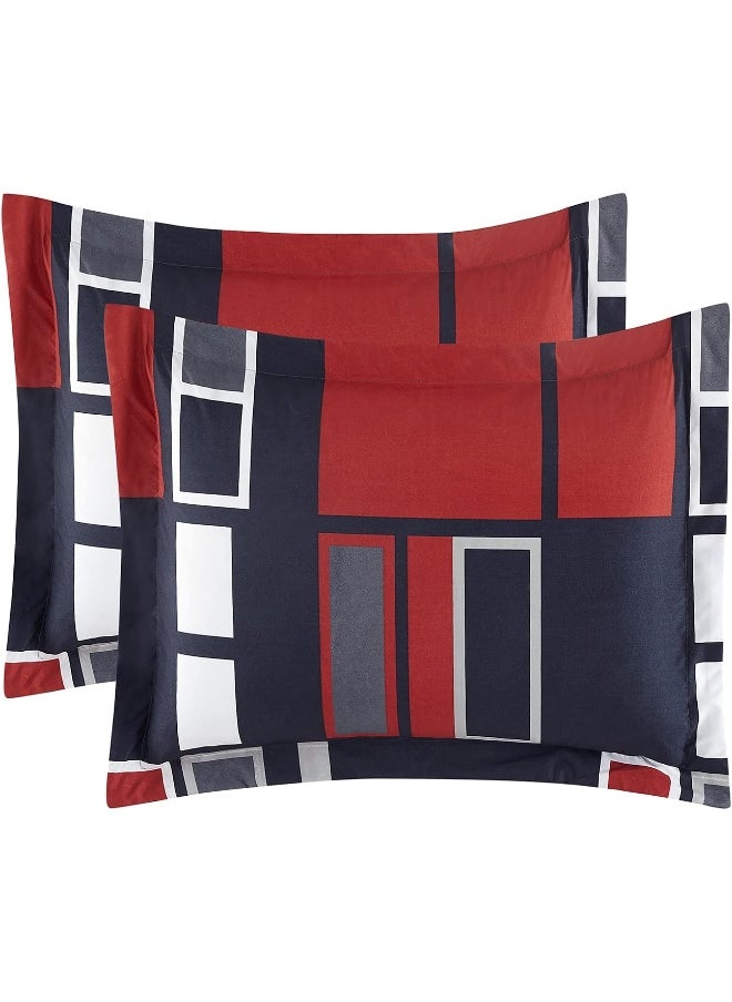 Generic ARTALL Black Gray Red Plaid Pattern Bed in A Bag 8 Piece Bedding King Comforter Sets  - Image 4