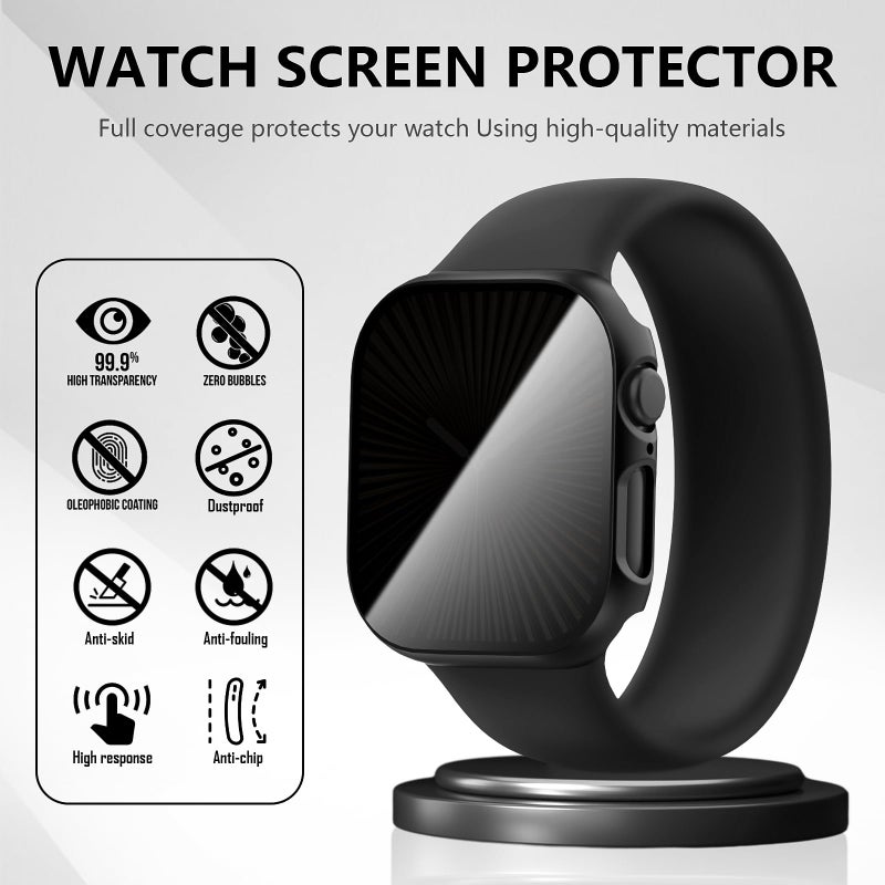 Suoman 3-Pack for Apple Watch Series 11/10 46mm Case, [Anti-Peeping] Ultra-Thin Tempered Glass Privacy Screen Protector, All-Round Durable Hard PC Glossy Protective Cover - Image 4