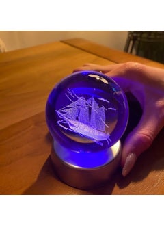 Hediyesahibi Decorative Lighted Ship 3D Glass Globe  - Image 3