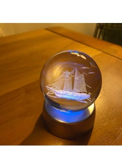 Hediyesahibi Decorative Lighted Ship 3D Glass Globe  - Image 2