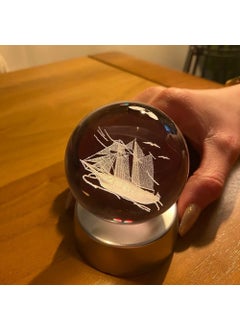 Hediyesahibi Decorative Lighted Ship 3D Glass Globe  - Image 4