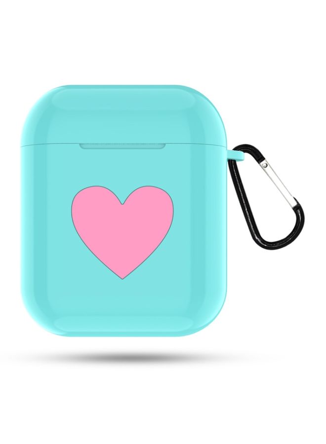 Raxoom Case Cover Heart Pattern Apple Wireless Earphones Charging Box Dust-proof Shockproof Outdoor Protective Case for Airpods Mint Green