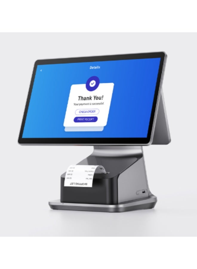 Telpo C9 PD Smart Dual Screen Desktop POS System with 15"+10" Inch IPS Touch Screen and Built-in Printer - Image 1
