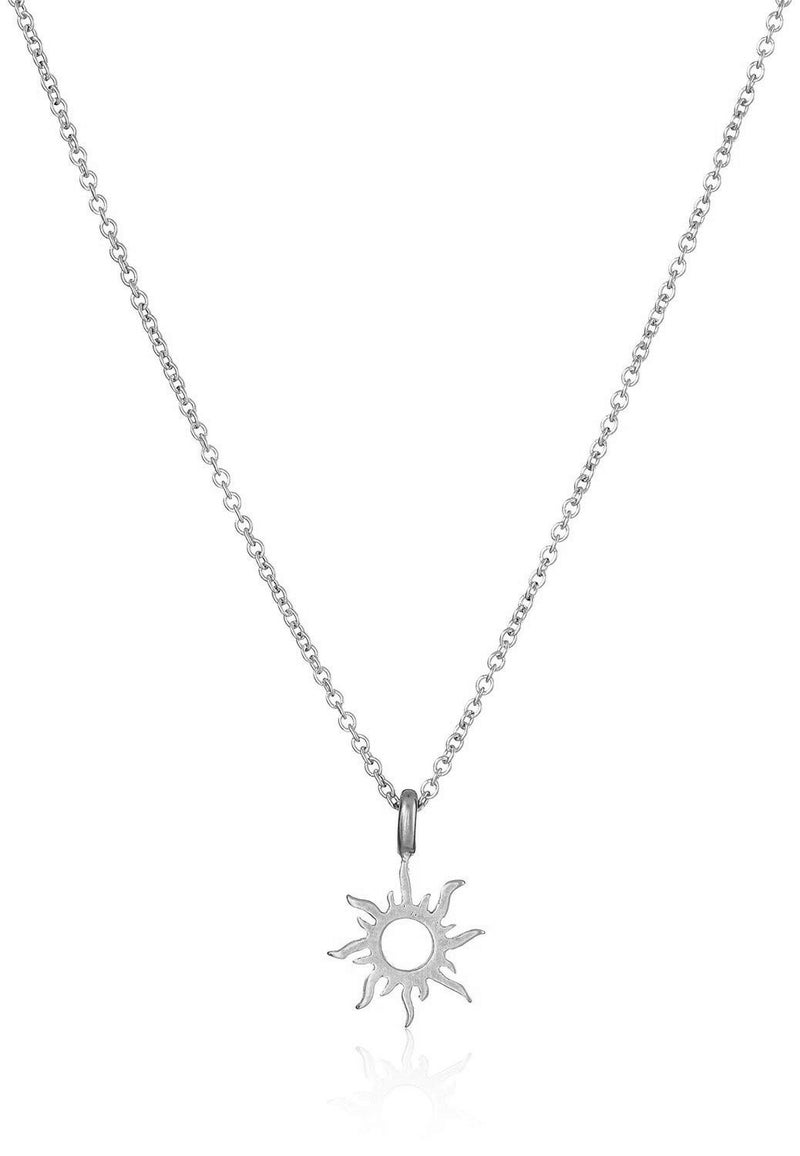 COLORFUL BLING Fashion Sun Necklace Clavicle Chain Sunlight Sunshine Pendant Necklace With Message Card Friendship Dainty Gold Silver Jewelry-silver - Image 2