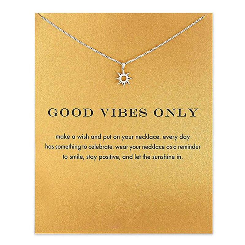 COLORFUL BLING Fashion Sun Necklace Clavicle Chain Sunlight Sunshine Pendant Necklace With Message Card Friendship Dainty Gold Silver Jewelry-silver - Image 5