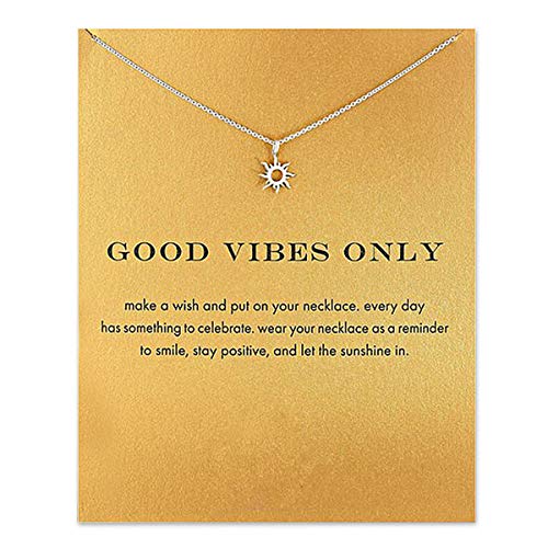 COLORFUL BLING Fashion Sun Necklace Clavicle Chain Sunlight Sunshine Pendant Necklace With Message Card Friendship Dainty Gold Silver Jewelry-silver - Image 1