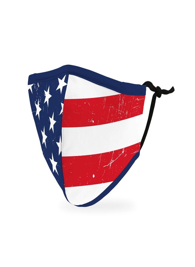 WEDDINGSTAR 3-Ply Kid's Washable Cloth Face Mask Reusable and Adjustable with Filter Pocket - USA Flag - Image 1