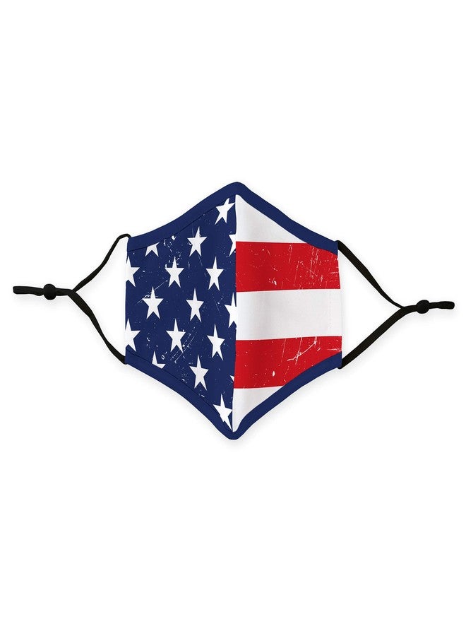 WEDDINGSTAR 3-Ply Kid's Washable Cloth Face Mask Reusable and Adjustable with Filter Pocket - USA Flag - Image 2