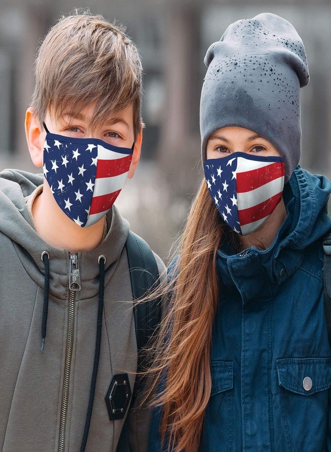 WEDDINGSTAR 3-Ply Kid's Washable Cloth Face Mask Reusable and Adjustable with Filter Pocket - USA Flag - Image 3