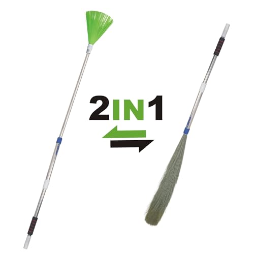 VIMAL DURO (2 in 1) Multi-purpose Combo Set of No-Dust Washable Soft Broom with Adjustable Stainless Steel Handle and Jaala (Spider/Cob-Web) Cleaning Extension Rod for Home/Office/Outdoor Cleaning - Image 2