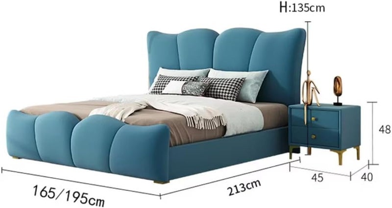 Cozy Homes Teal Blue Velvet Bed Frame with Nightstands - Image 2