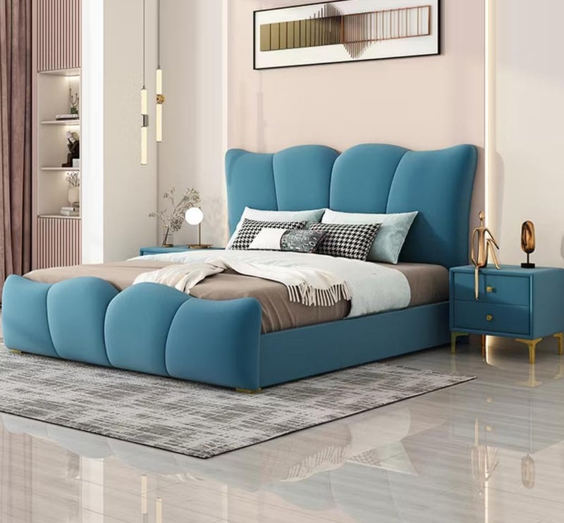 Cozy Homes Teal Blue Velvet Bed Frame with Nightstands - Image 5