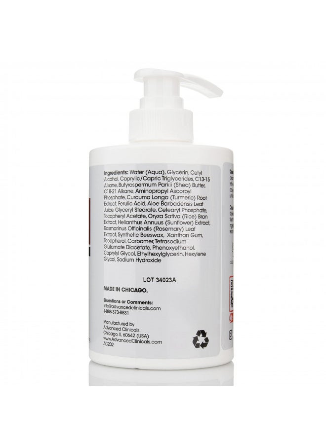 Advanced Clinicals Vitamin C & Turmeric Cream - Firming, Brightening 15 Fl Oz Face & Body Moisturizer with Shea Butter & Vitamin E  - Image 3