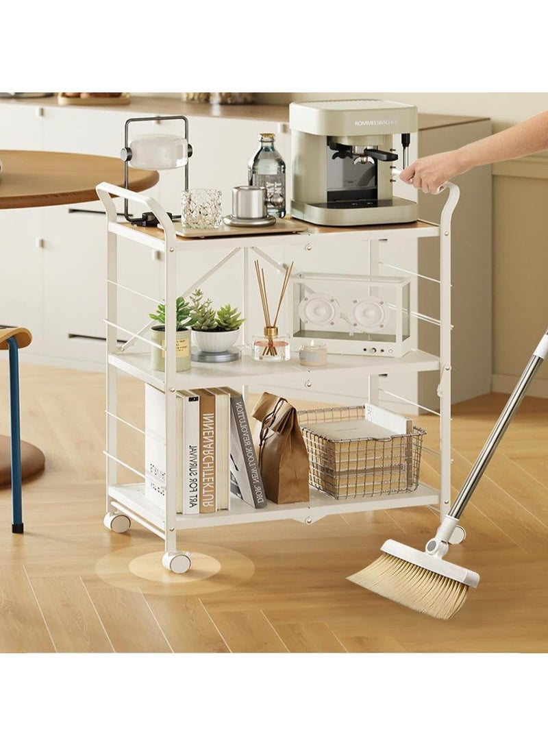 DubaiGallery 3 Layer Folding Storage Rack Home Storage Foldable Kitchen Display Rack Shelf with Wheels Kitchen Organizer Shelf - Image 2