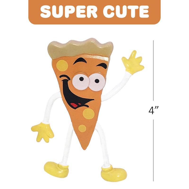 ArtCreativity Bendable Pizza Figures, Set of 12, Bendable Toys for Kids, Pizza Party Favors for Boys and Girls, Stress Relief Fidget Toys for Kids, Goodie Bag Stuffers, and Pinata Fillers - Image 4