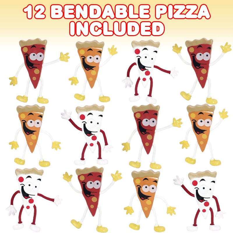 ArtCreativity Bendable Pizza Figures, Set of 12, Bendable Toys for Kids, Pizza Party Favors for Boys and Girls, Stress Relief Fidget Toys for Kids, Goodie Bag Stuffers, and Pinata Fillers - Image 3