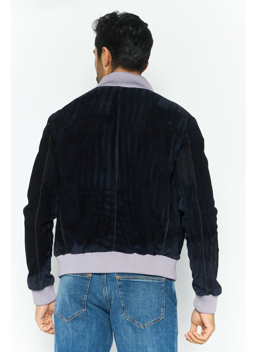 EMPORIO ARMANI Men Textured Motor Jacket, Lavender  - Image 4