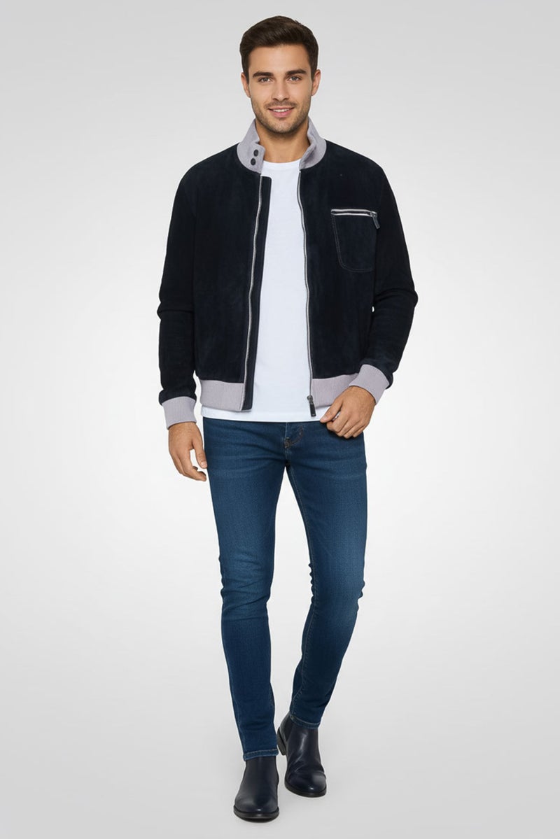 armani جاكيت موتور مزخرف للرجال، لافندر - Image 4