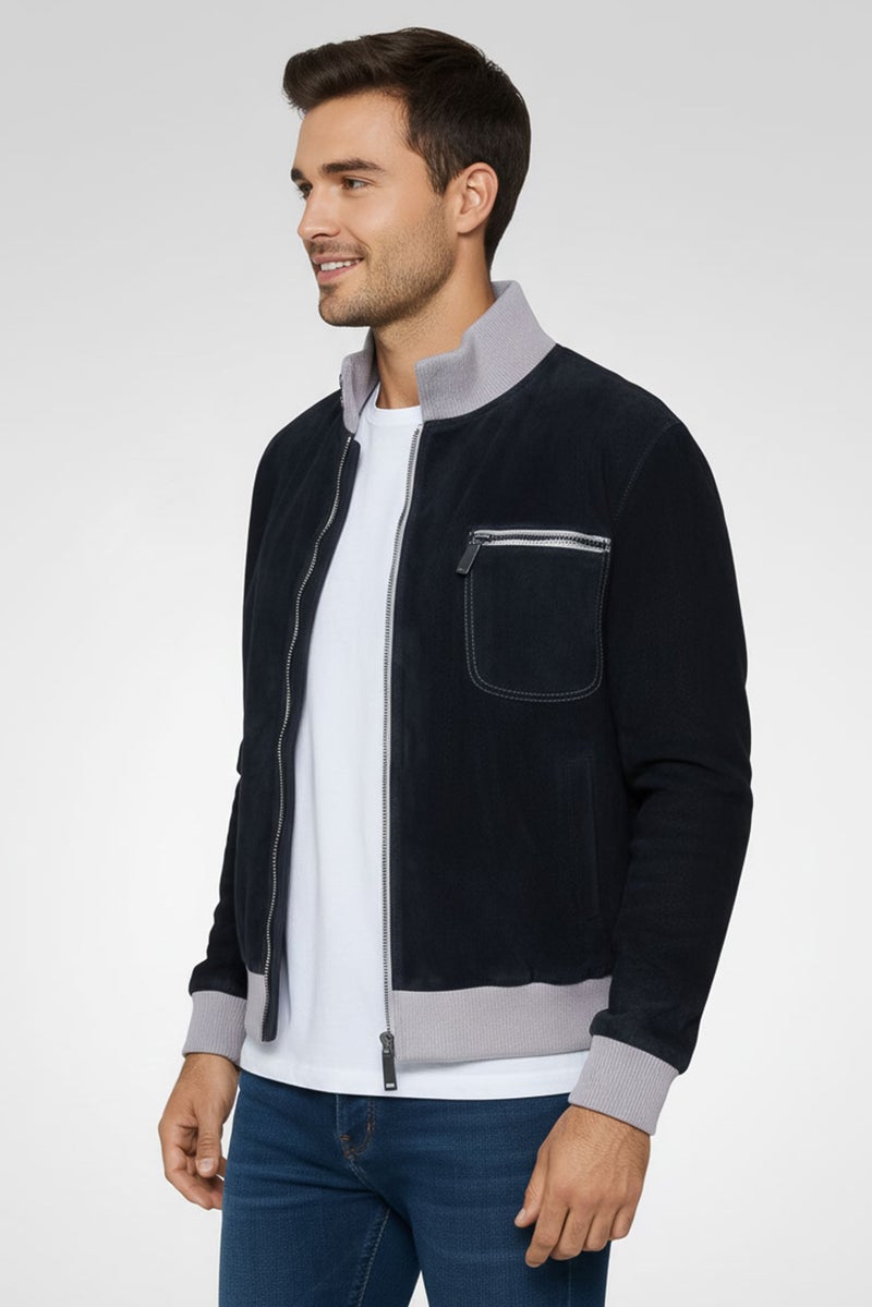 armani جاكيت موتور مزخرف للرجال، لافندر - Image 3