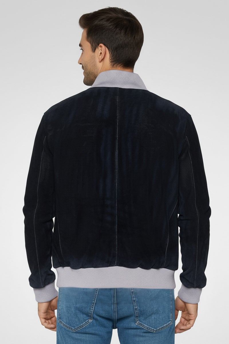 armani جاكيت موتور مزخرف للرجال، لافندر - Image 2