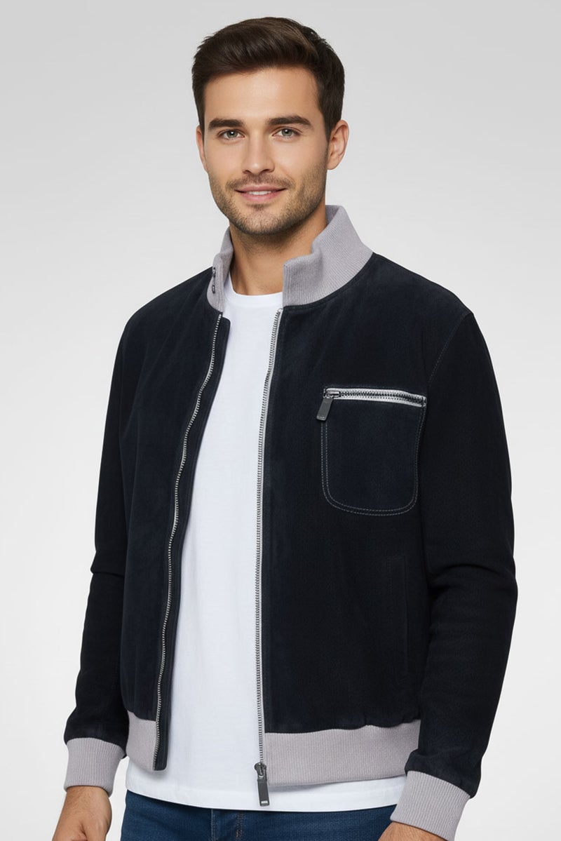 armani جاكيت موتور مزخرف للرجال، لافندر - Image 1