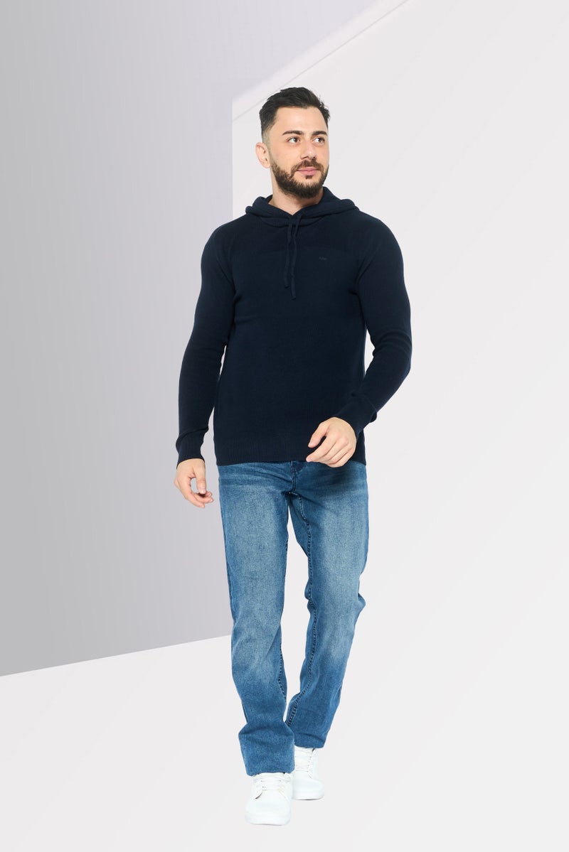 Michael Kors Men Hooded Embroidered Logo Sweater, Navy Blue - Image 3