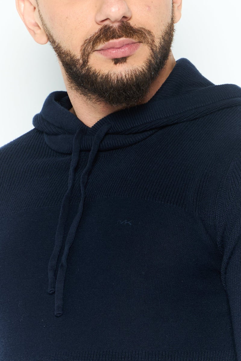 Michael Kors Men Hooded Embroidered Logo Sweater, Navy Blue - Image 4