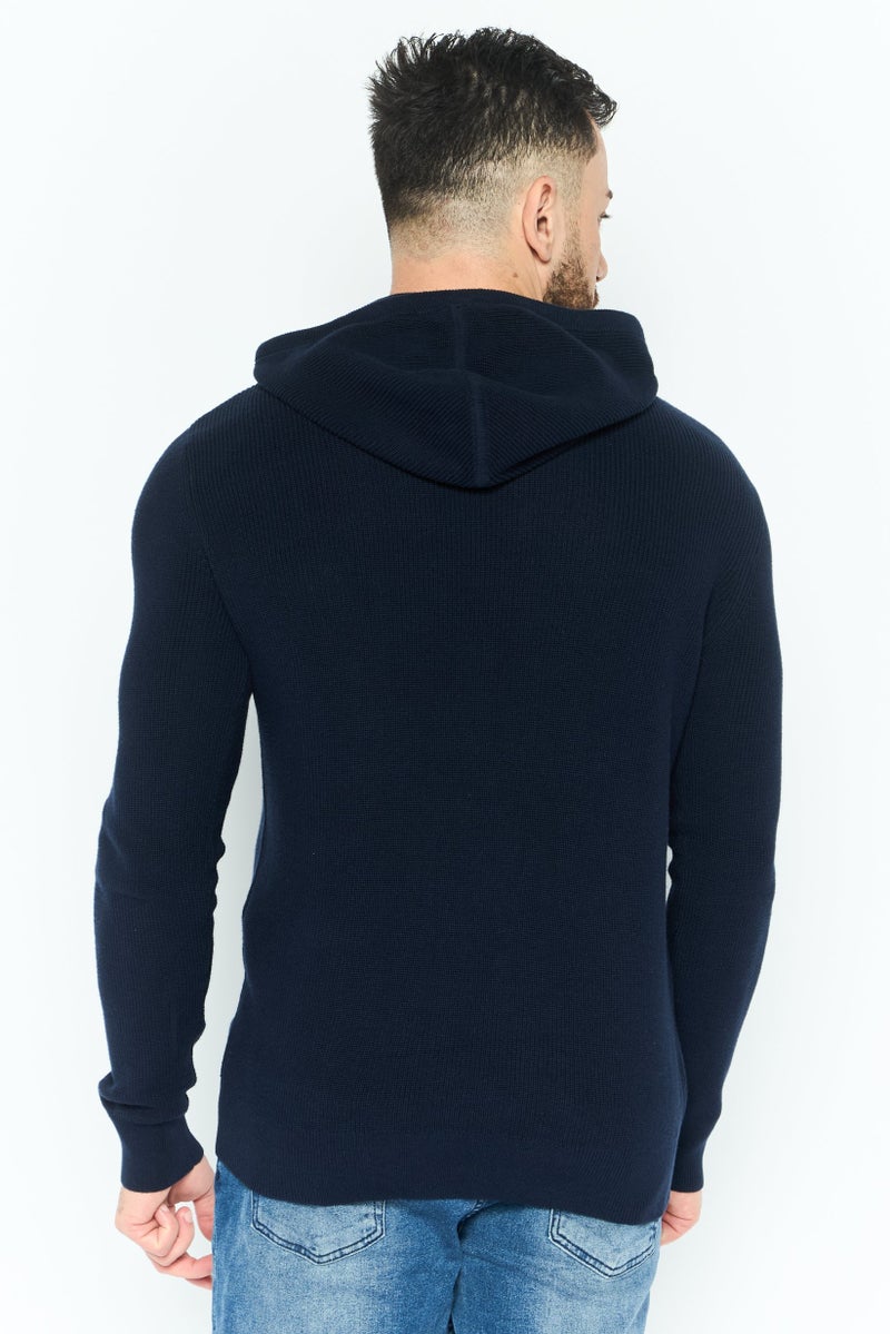 Michael Kors Men Hooded Embroidered Logo Sweater, Navy Blue - Image 2